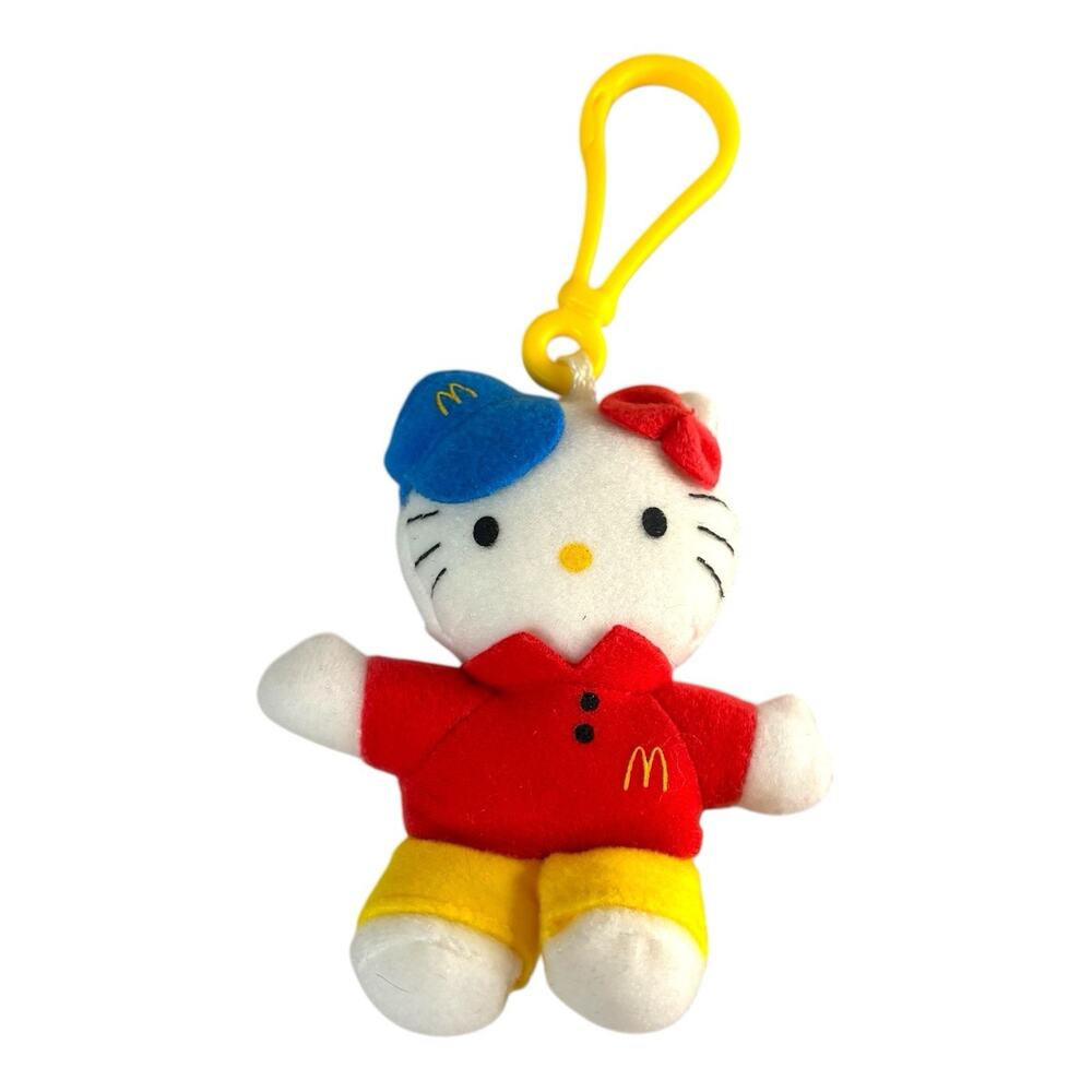 Y2K Sanrio Hello Kitty McDonald's Uniform Outfit Stuffed Plush Keychain Toy VTG